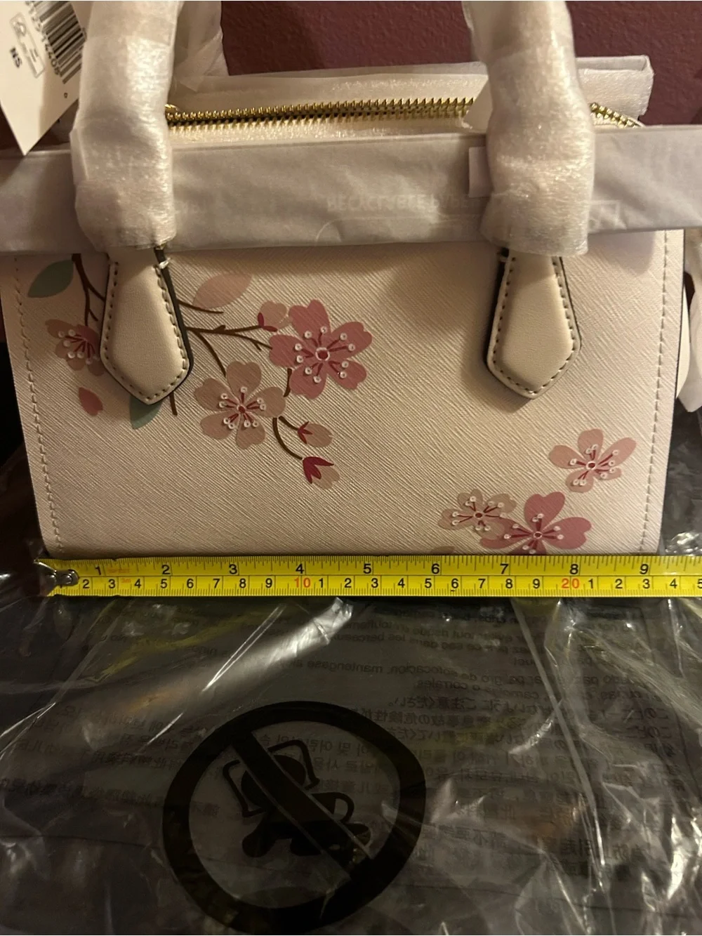 Michael Kors Cream Satchel with Pink Floral Print